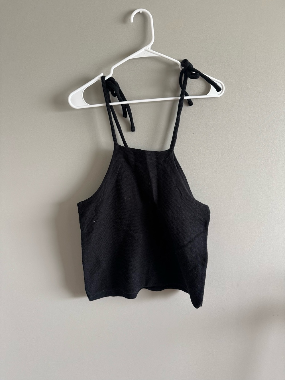 Madewell Black Tie-Shoulder Crop Tank Top